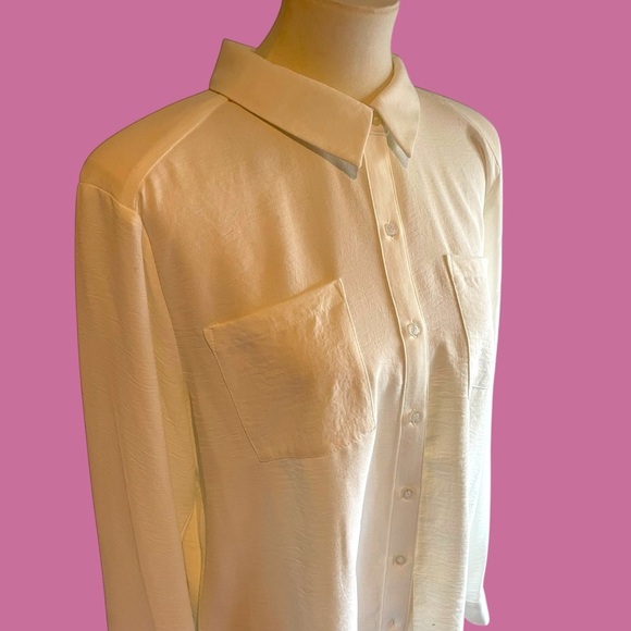 Calvin Klein textured sheer button up blouse - Picture 9 of 12